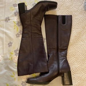 Purple leather boots